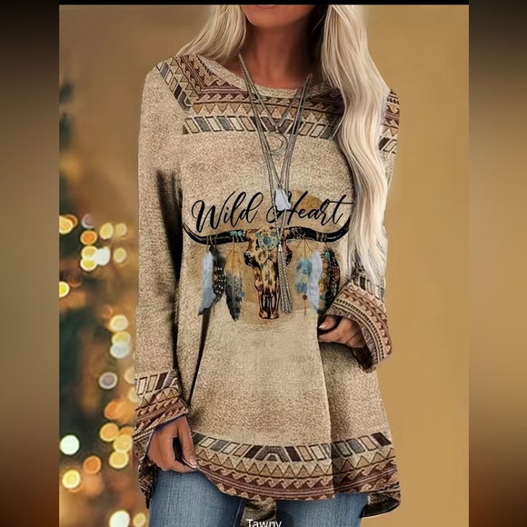 Plus Size Western Wild Heart Top - Picture 1 of 5